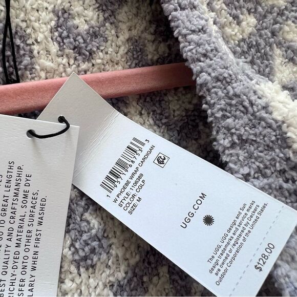 Nwt UGG phoebe wrap cardigan gray‎ leopard print women’s size M - Picture 8 of 9